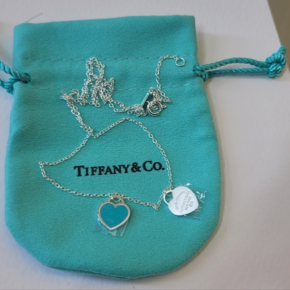 Blue Small Heart Necklace Tiffany And Co Tiffany SMALL RTT Blue